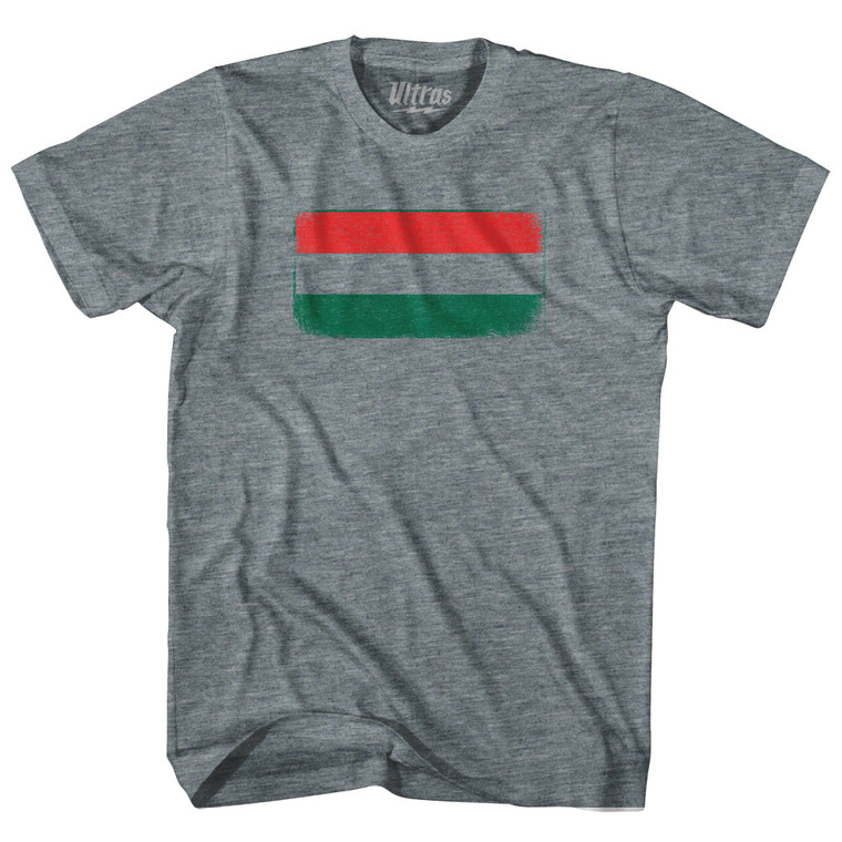Hungary Country Flag Adult Tri-Blend T-shirt - Athletic Grey