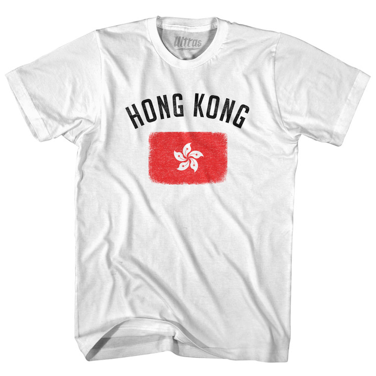 Hong Kong Country Flag Heritage Adult Cotton T-shirt - White
