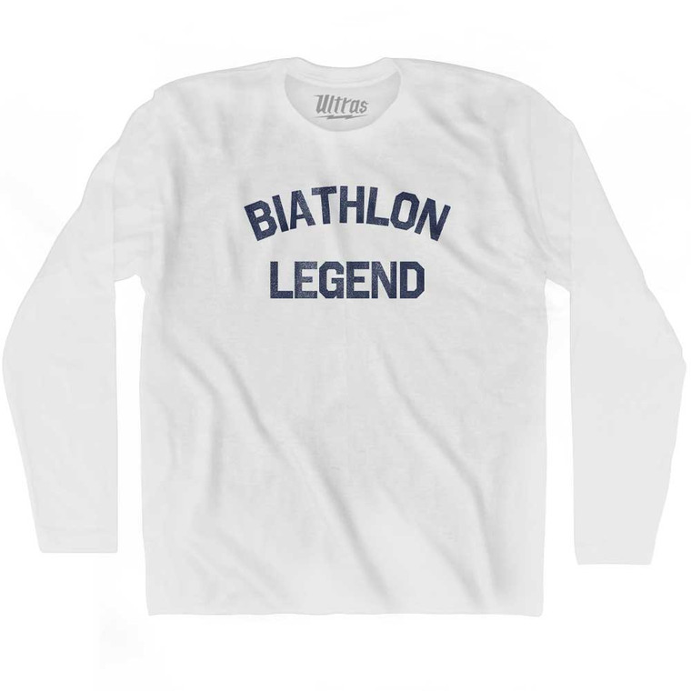 Biathlon Legend Adult Cotton Long Sleeve T-shirt - White