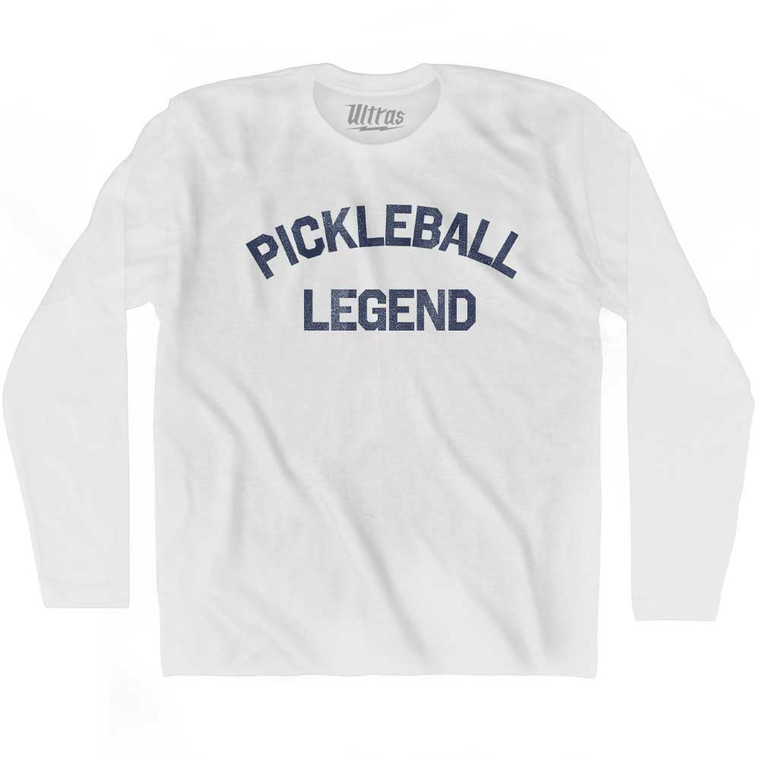 Pickleball Legend Adult Cotton Long Sleeve T-shirt - White