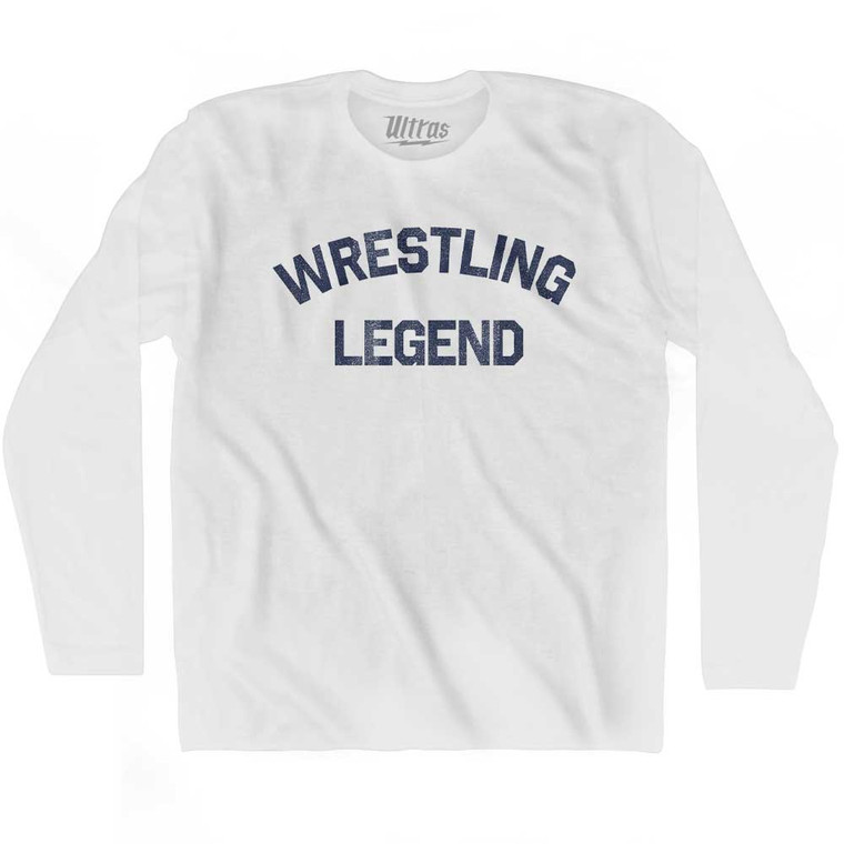 Wrestling Legend Adult Cotton Long Sleeve T-shirt - White
