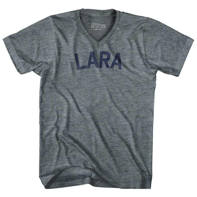 LARA Adult Tri-Blend V-neck T-shirt - Athletic Grey
