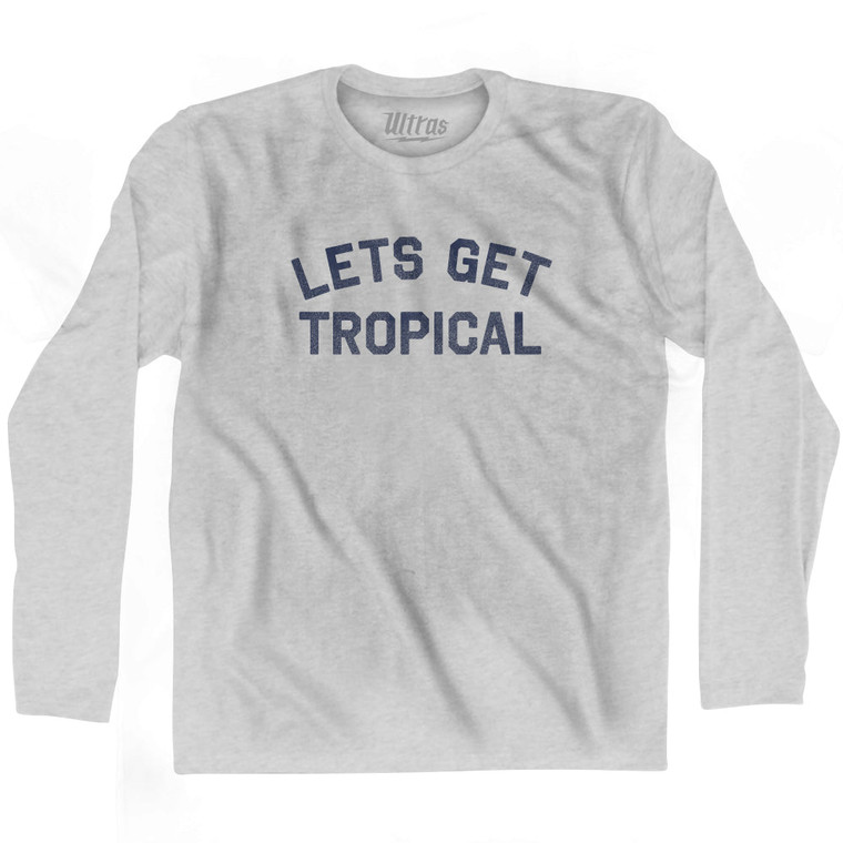 Lets Get Tropical Adult Cotton Long Sleeve T-shirt - Grey Heather