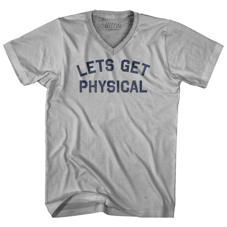 Lets Get Physical Adult Tri-Blend V-neck T-shirt - Cool Grey