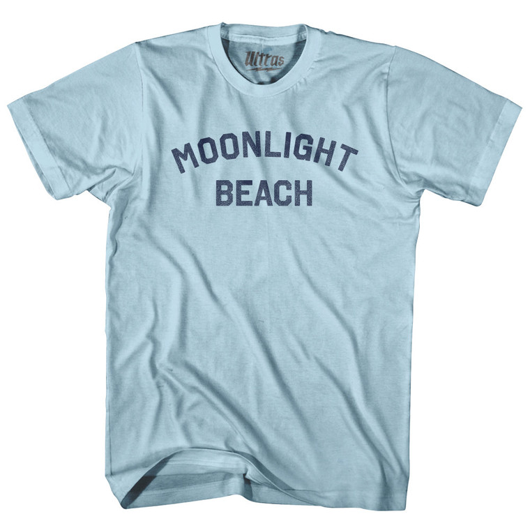 Moonlight Beach Adult Cotton T-shirt - Light Blue
