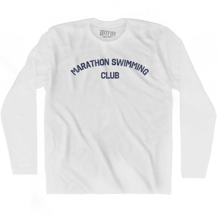 Marathon Swimming Club Adult Cotton Long Sleeve T-shirt White