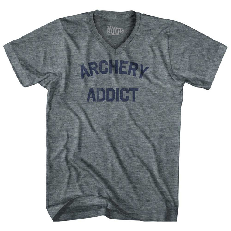 Archery Addict Tri-Blend V-neck Womens Junior Cut T-shirt - Athletic Grey