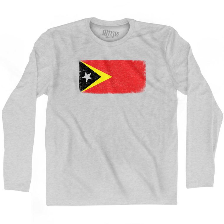 East Timor Country Flag Adult Cotton Long Sleeve T-shirt - Grey Heather East Timor Country Flag Adult Cotton Long Sleeve T-shirt - Grey Heather