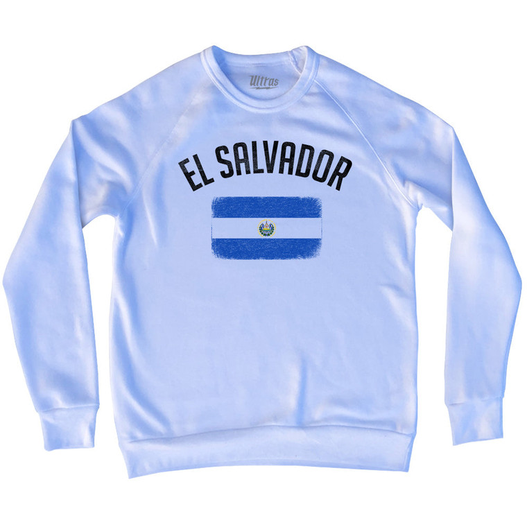 El Salvador Country Flag Heritage Adult Tri-Blend Sweatshirt - White