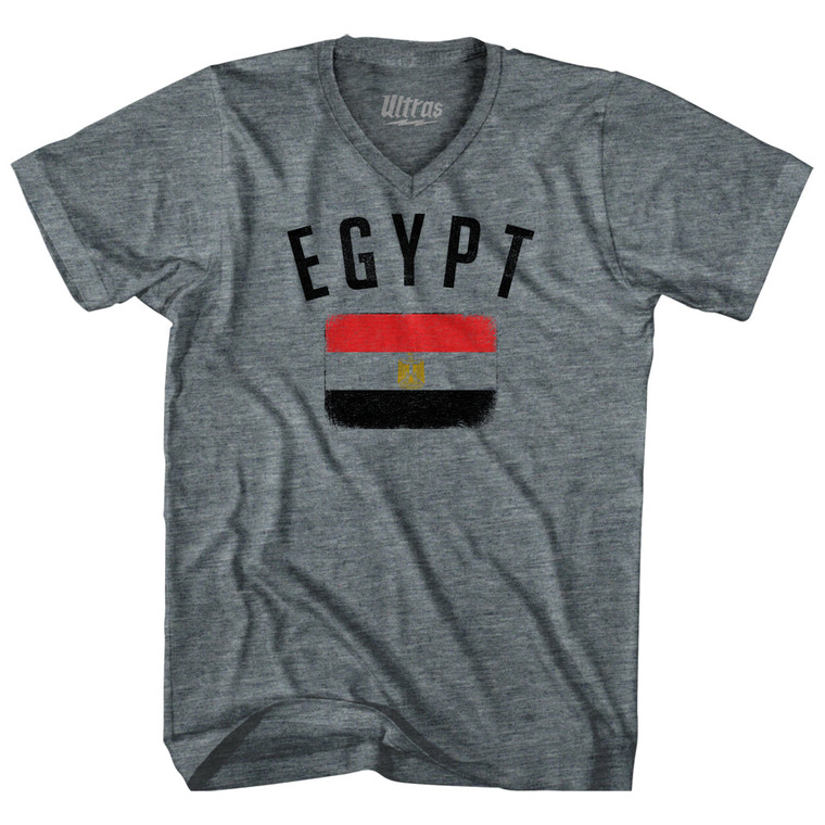 Egypt Country Flag Heritage Tri-Blend V-neck Womens Junior Cut T-shirt - Athletic Grey