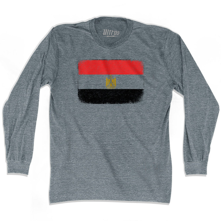Egypt Country Flag Adult Tri-Blend Long Sleeve T-shirt - Athletic Grey