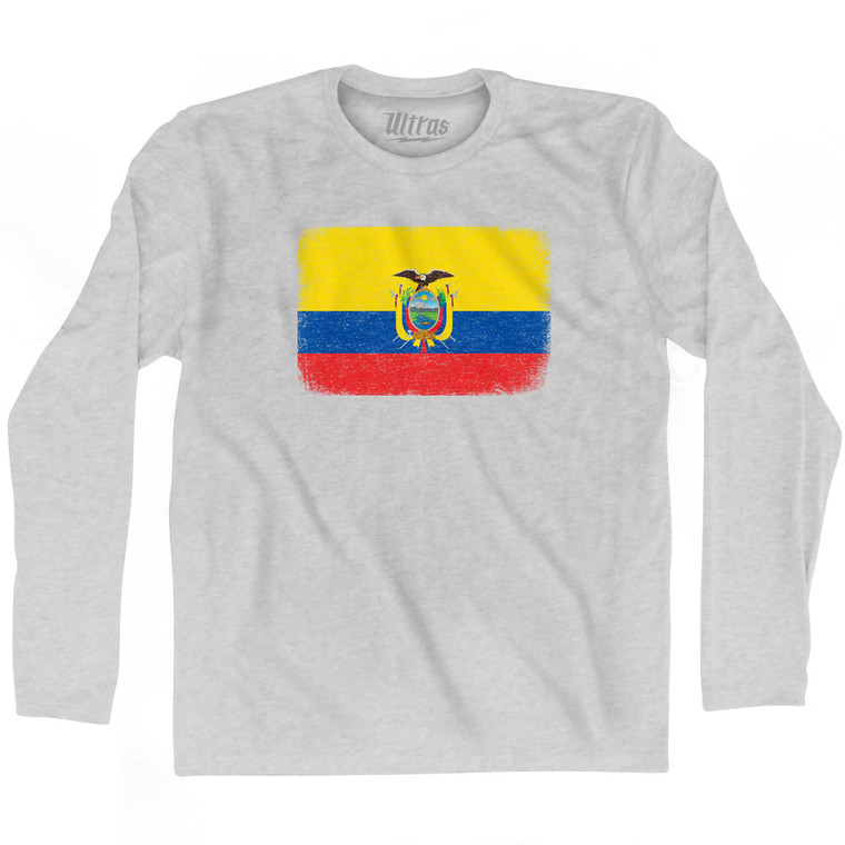 Ecuador Country Flag Adult Cotton Long Sleeve T-shirt - Grey Heather