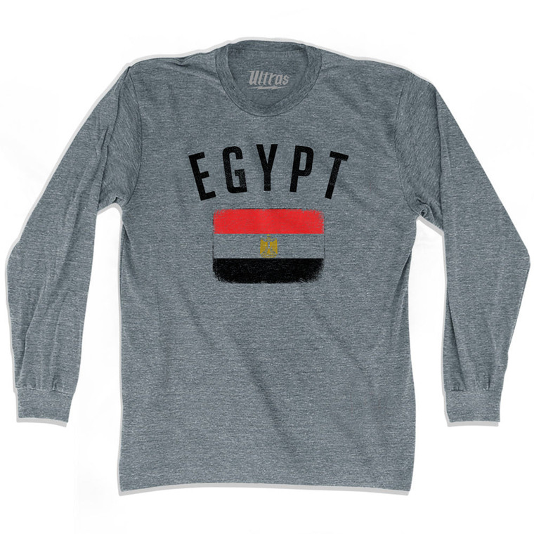 Egypt Country Flag Heritage Adult Tri-Blend Long Sleeve T-shirt - Athletic Grey