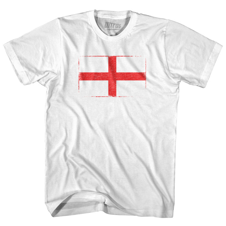 England Country Flag Adult Cotton T-shirt - White