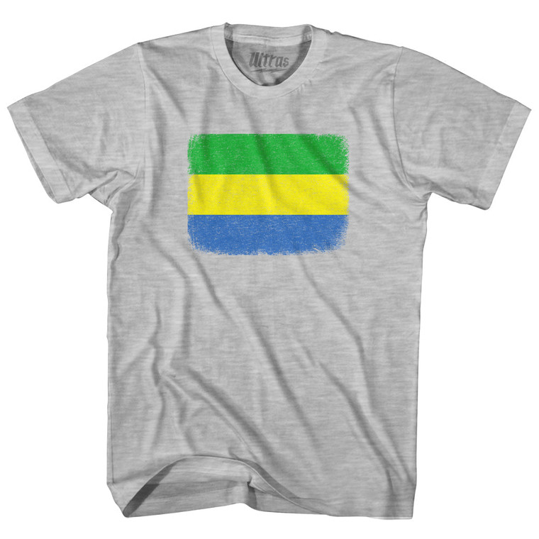 Gabon Country Flag Youth Cotton T-shirt - Grey Heather