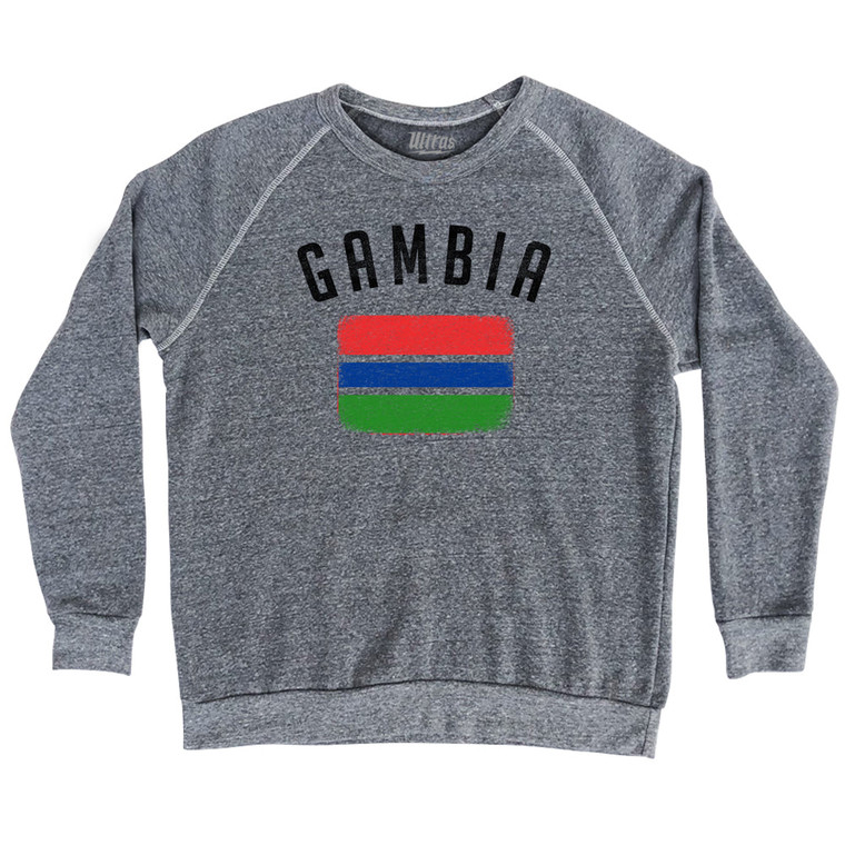 Gambia Country Flag Heritage Adult Tri-Blend Sweatshirt - Athletic Grey