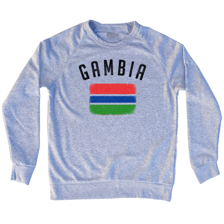 Gambia Country Flag Heritage Adult Tri-Blend Sweatshirt - Heather Grey