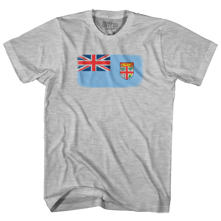 Fiji Country Flag Adult Cotton T-shirt - Grey Heather