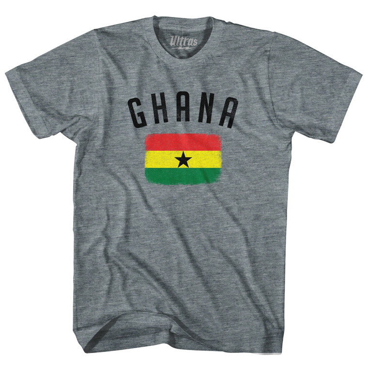 Ghana Country Flag Heritage Adult Tri-Blend T-shirt - Athletic Grey