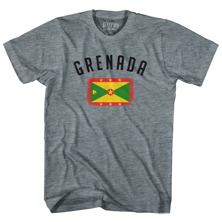 Grenada Country Flag Heritage Womens Tri-Blend Junior Cut T-Shirt - Athletic Grey