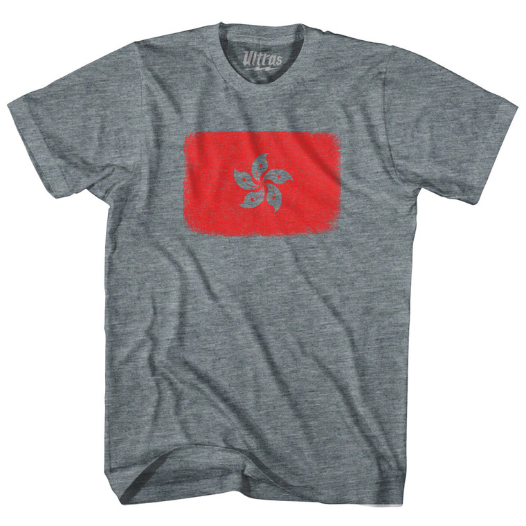 Hong Kong Country Flag Womens Tri-Blend Junior Cut T-Shirt - Athletic Grey