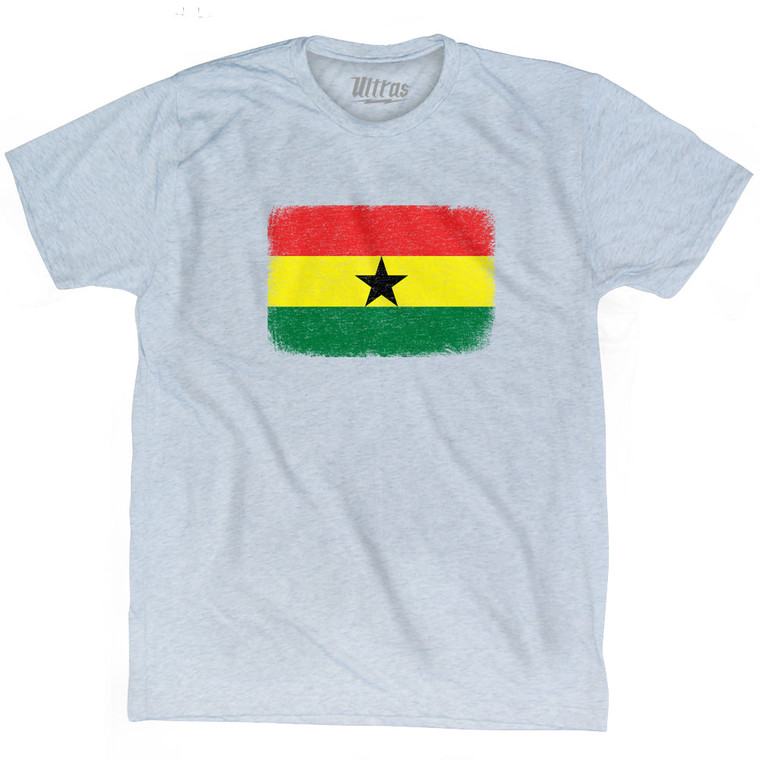 Ghana Country Flag Adult Tri-Blend T-shirt - Athletic White