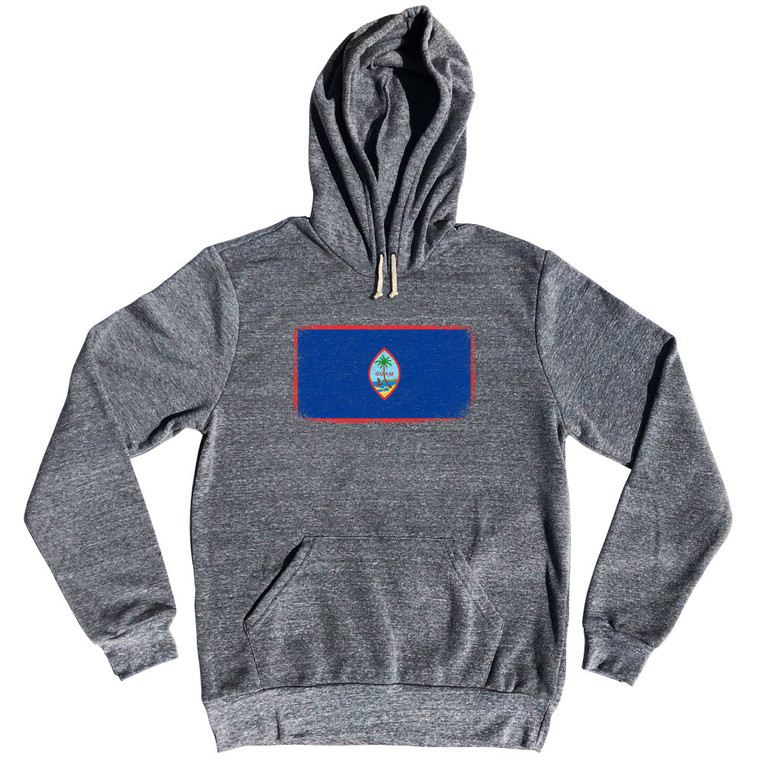 Guam Country Flag Tri-Blend Hoodie - Athletic Grey