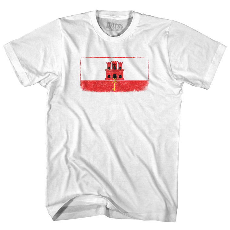 Gibraltar Country Flag Womens Cotton Junior Cut T-Shirt - White