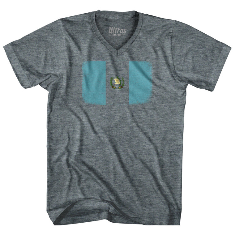 Guatemala Country Flag Adult Tri-Blend V-neck T-shirt - Athletic Grey