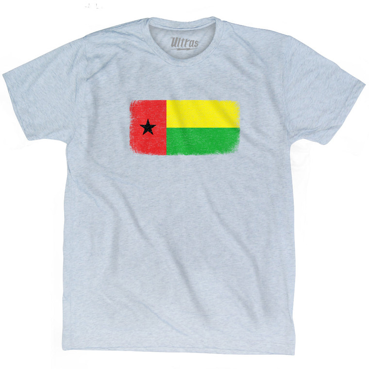 Guinea Bissau Country Flag Adult Tri-Blend T-shirt - Athletic White
