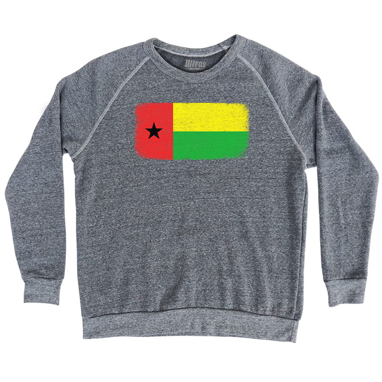 Guinea Bissau Country Flag Adult Tri-Blend Sweatshirt - Athletic Grey