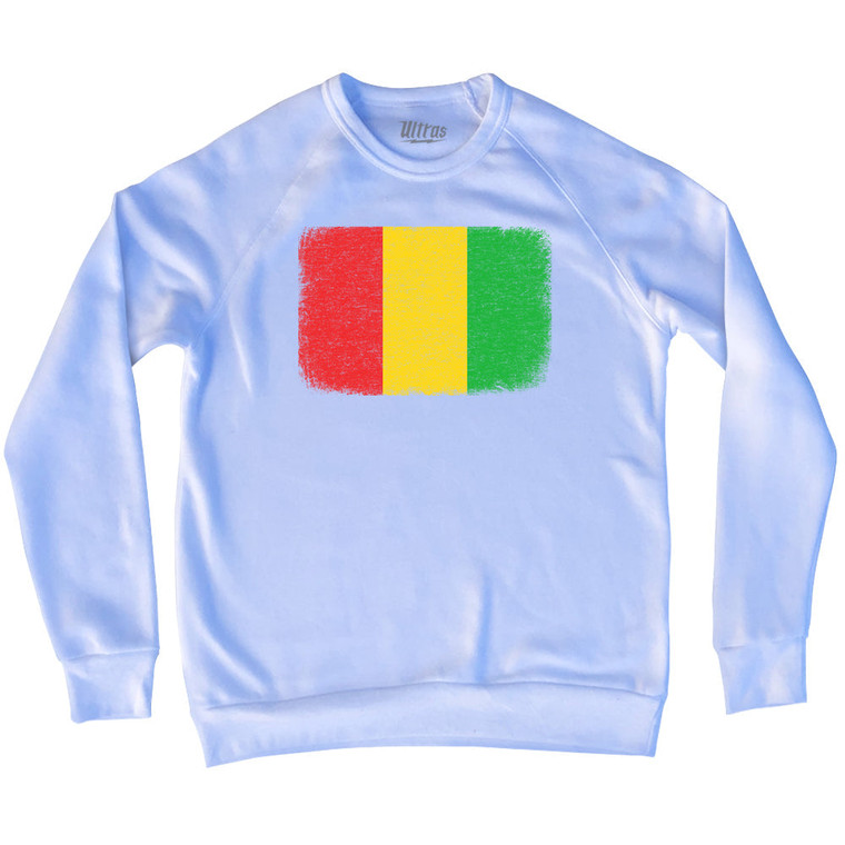 Guinea Country Flag Adult Tri-Blend Sweatshirt - White
