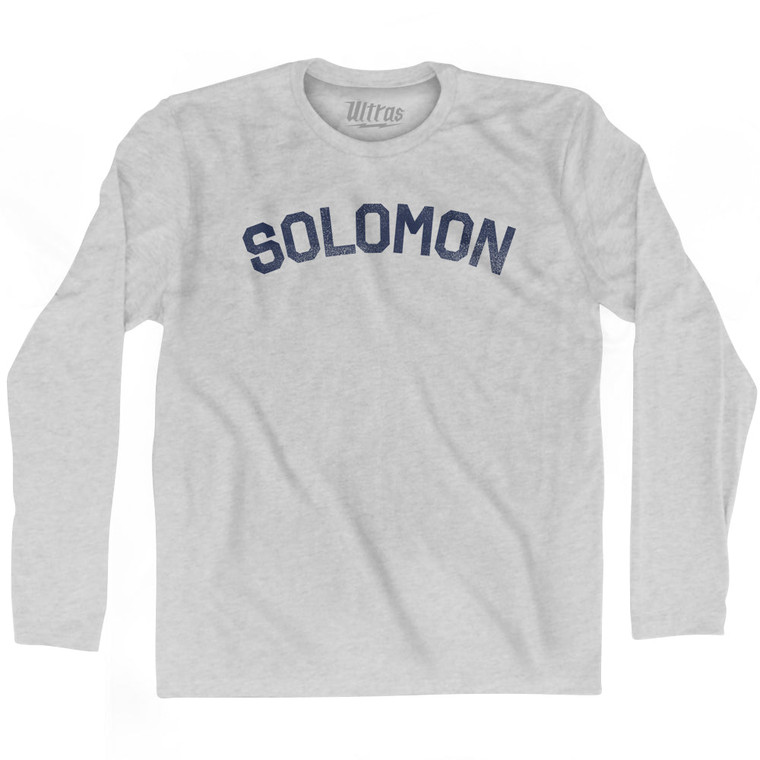 Solomon Adult Cotton Long Sleeve T-Shirt - Grey Heather