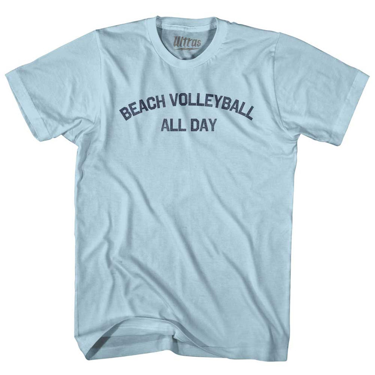 Beach Volleyball All Day Adult Cotton T-shirt - Light Blue