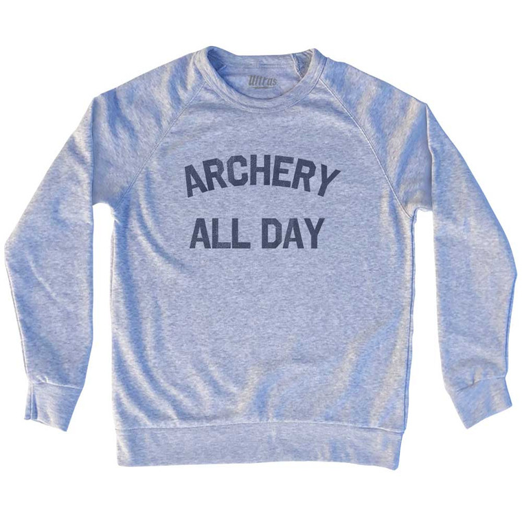 Archery All Day Adult Tri-Blend Sweatshirt - Heather Grey