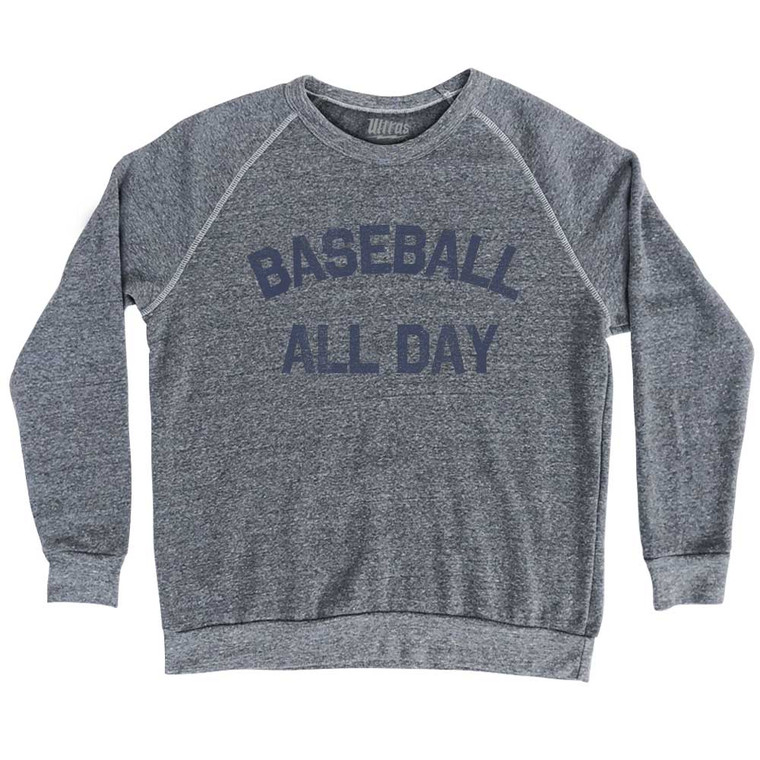 Baseball All Day Adult Tri-Blend Sweatshirt - Athletic Grey