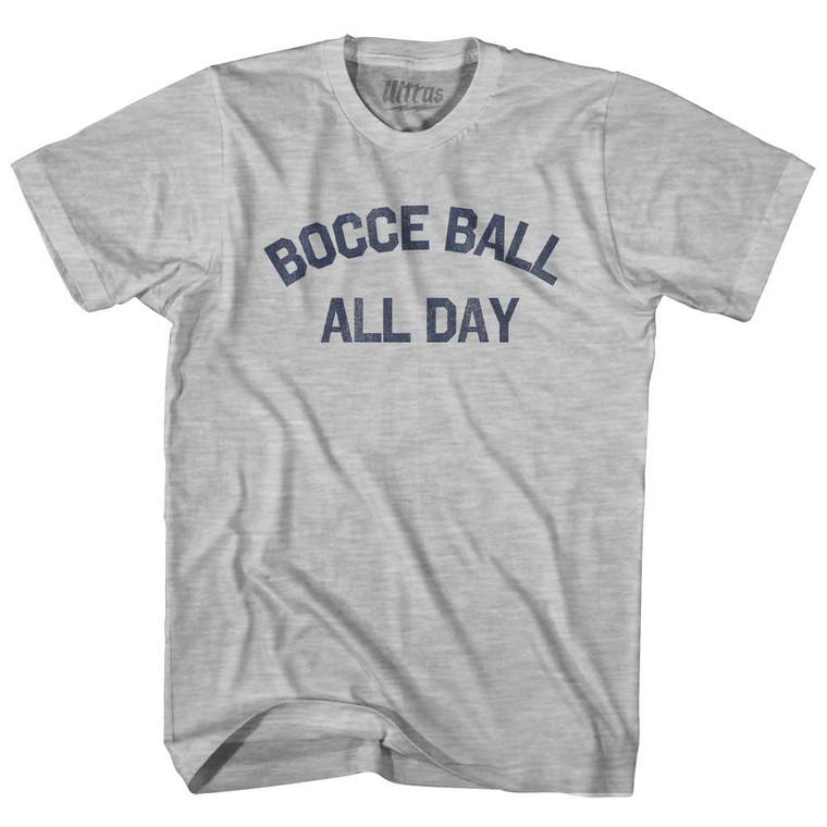 Bocce Ball All Day Adult Cotton T-shirt - Grey Heather