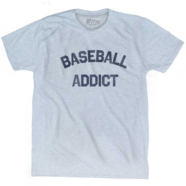Baseball Addict Adult Tri-Blend T-shirt - Athletic White
