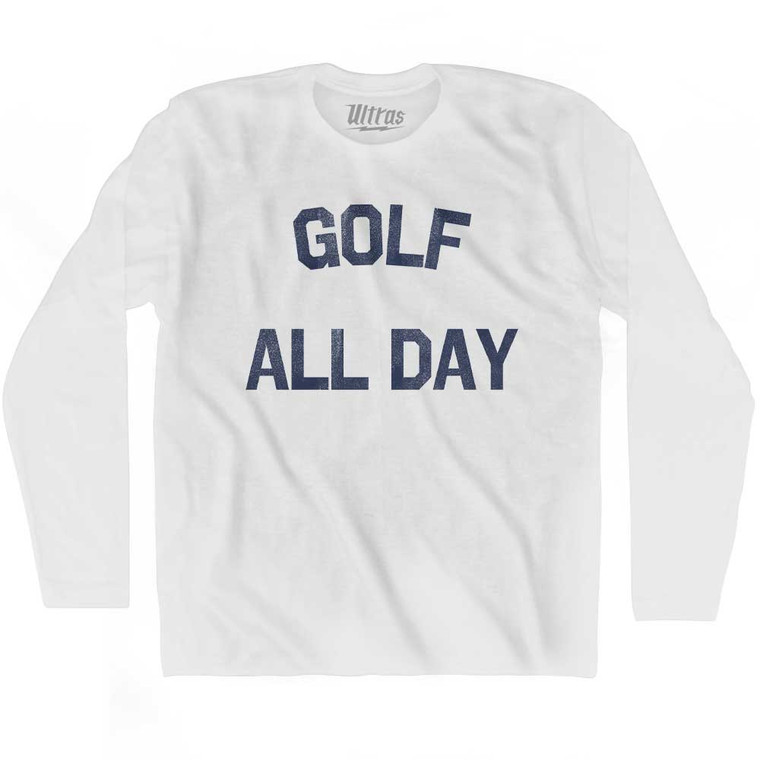 Golf All Day Adult Cotton Long Sleeve T-shirt - White