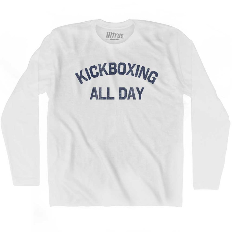 Kickboxing All Day Adult Cotton Long Sleeve T-shirt - White