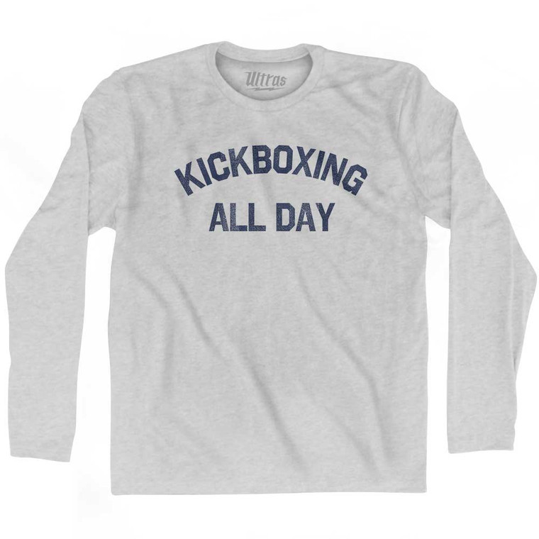 Kickboxing All Day Adult Cotton Long Sleeve T-shirt - Grey Heather
