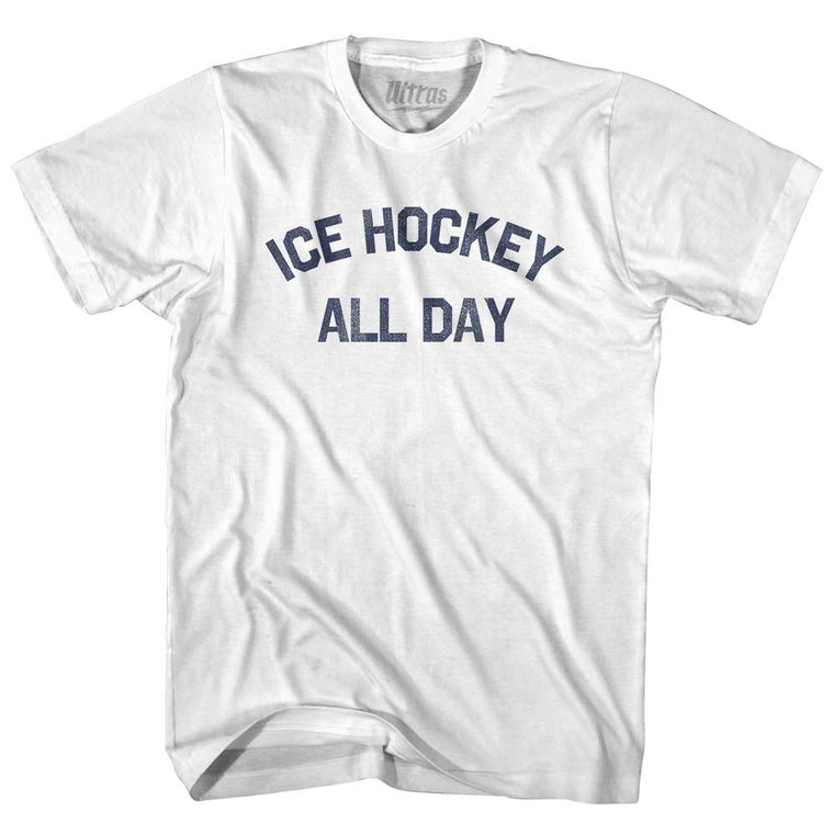 Ice Hockey All Day Womens Cotton Junior Cut T-Shirt - White