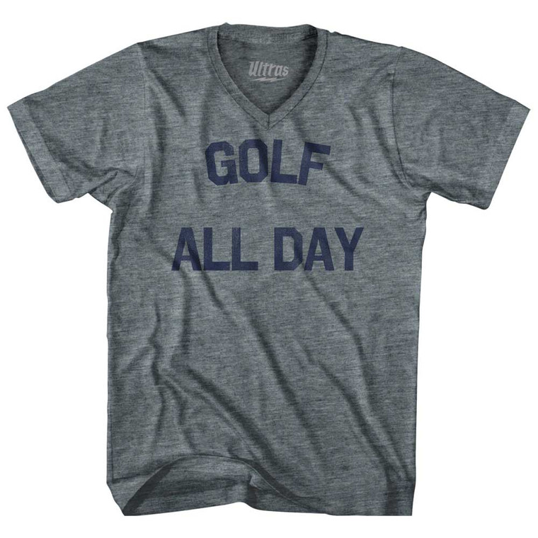 Golf All Day Adult Tri-Blend V-neck T-shirt - Athletic Grey