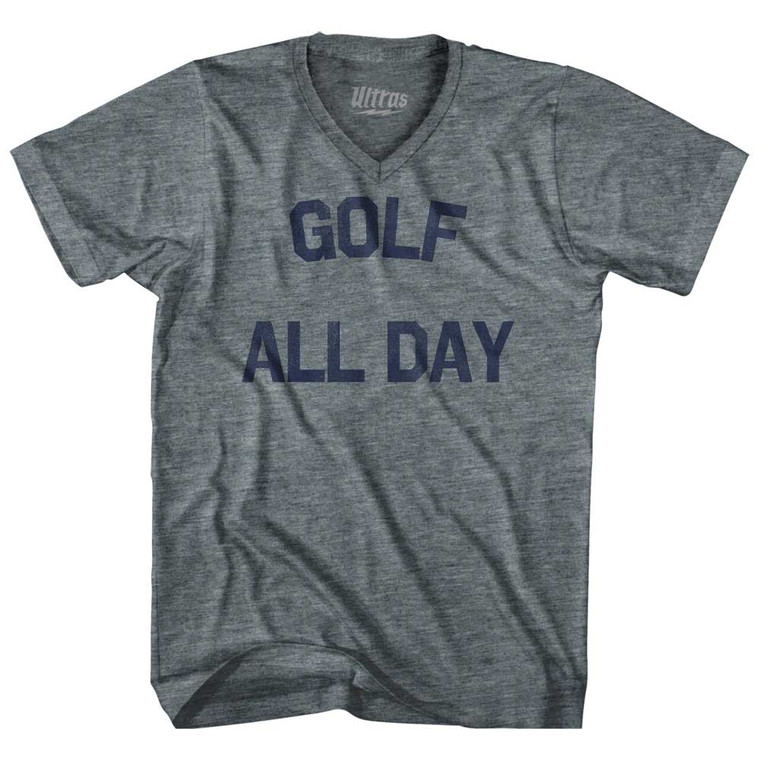 Golf All Day Tri-Blend V-neck Womens Junior Cut T-shirt - Athletic Grey