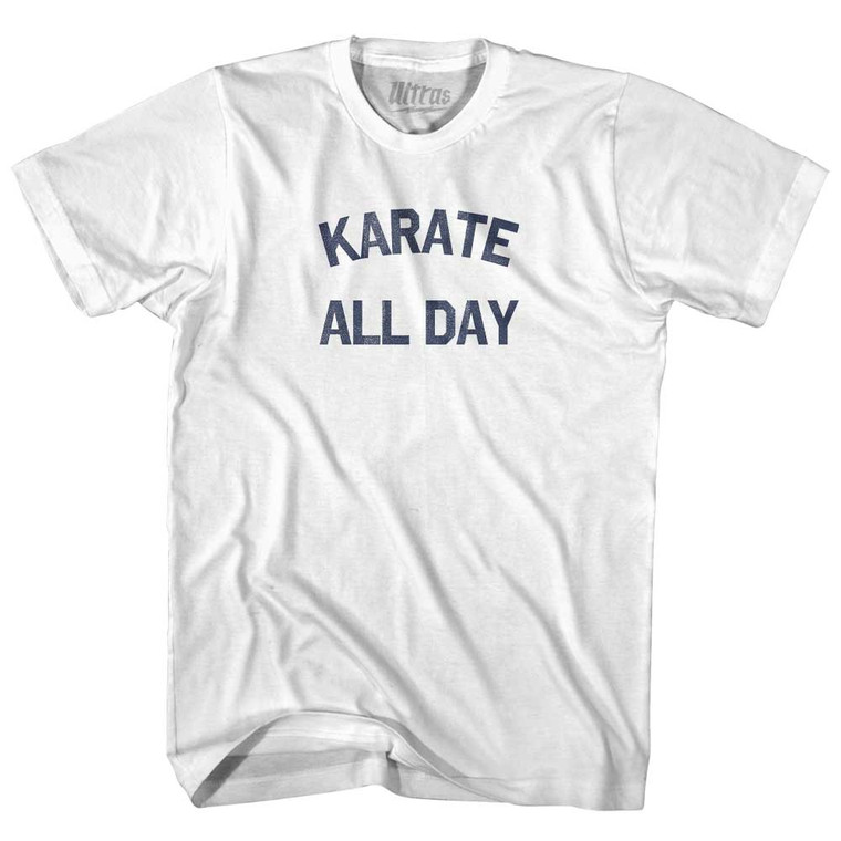 Karate All Day Womens Cotton Junior Cut T-Shirt - White