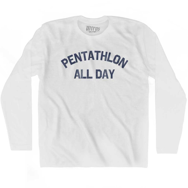 Pentathlon All Day Adult Cotton Long Sleeve T-shirt - White