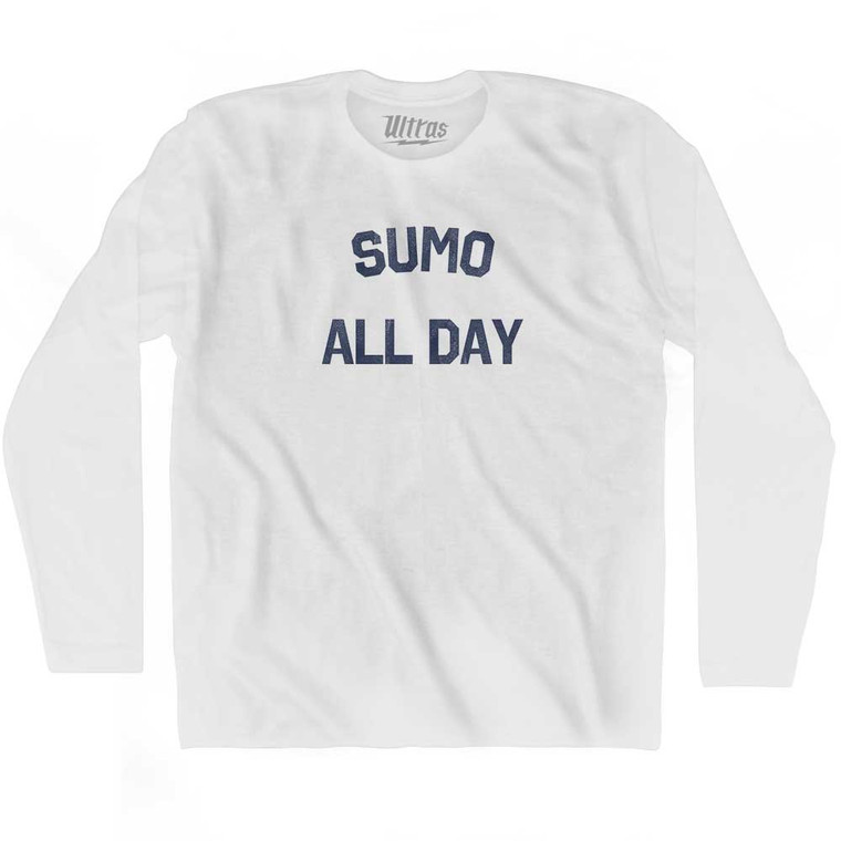 Sumo All Day Adult Cotton Long Sleeve T-shirt - White