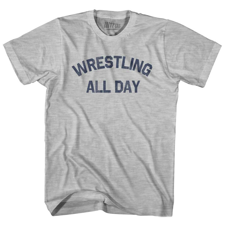 Wrestling All Day Adult Cotton T-shirt - Grey Heather