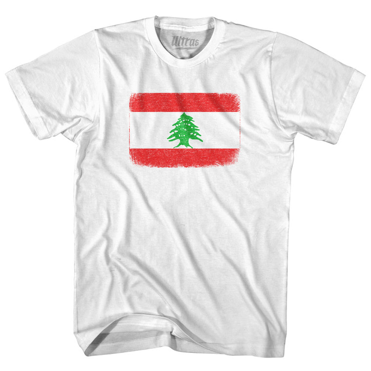 Lebanon Country Flag Youth Cotton T-shirt - White
