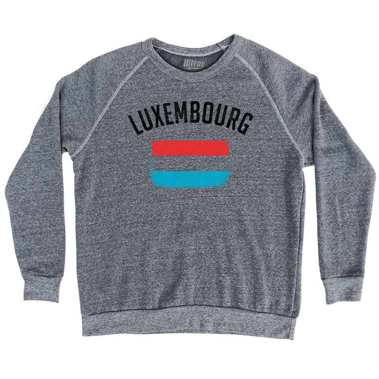 Luxembourg Country Flag Heritage Adult Tri-Blend Sweatshirt - Athletic Grey